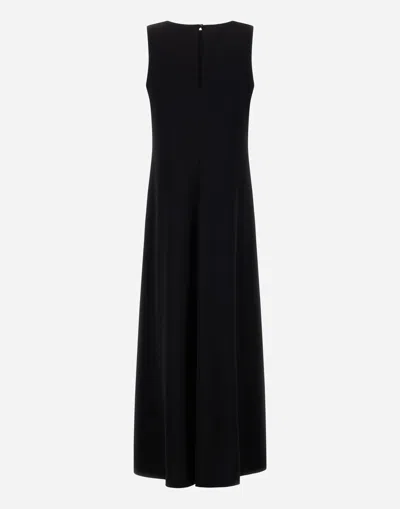 Herno Sleeveless Diagonal Dress Draped Metal Ring In Black