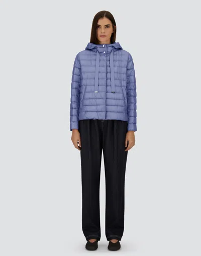 Herno Quilted Hooded Drawstring Puffer Jacket In Blue