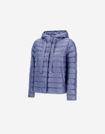 Herno Quilted Hooded Drawstring Puffer Jacket In Blue