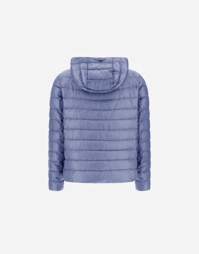 Herno Quilted Hooded Drawstring Puffer Jacket In Blue