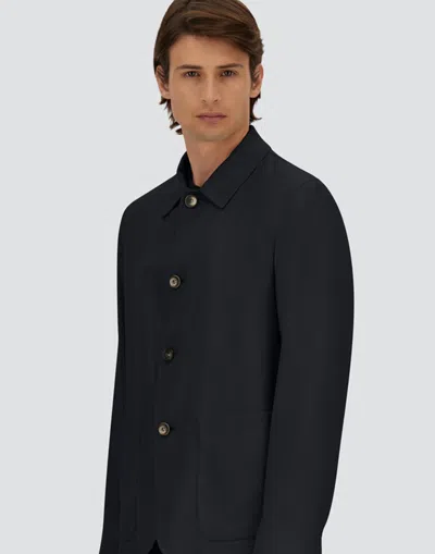Herno Regular Fit Lightweight Stretch Wool Jacket In Blue