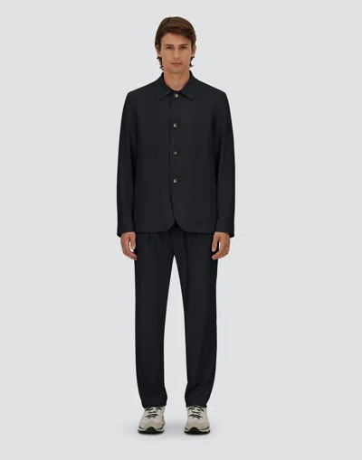 Herno Regular Fit Lightweight Stretch Wool Jacket In Blue