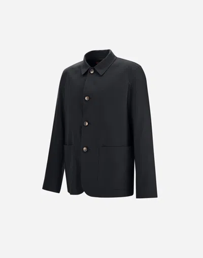 Herno Regular Fit Lightweight Stretch Wool Jacket In Blue