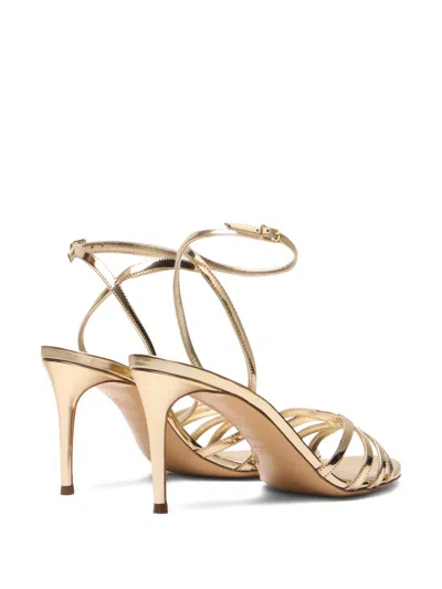 Casadei Leather Interstellar Sandals Open Toe Metallic In Gold