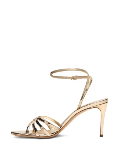 Casadei Leather Interstellar Sandals Open Toe Metallic In Gold