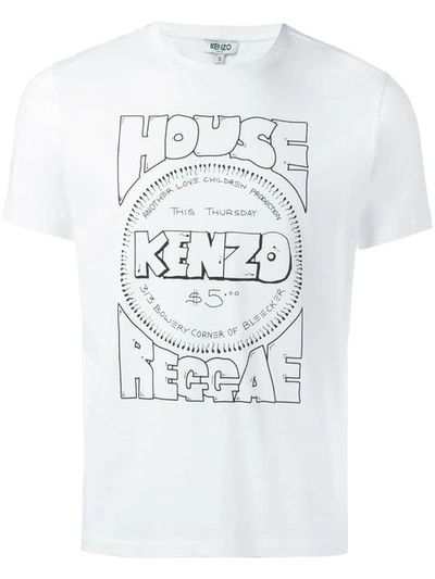 Kenzo Whitw Cotton T-shirt With Front Print In White