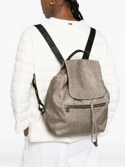 Borbonese Medium Eco Backpack In Neutral