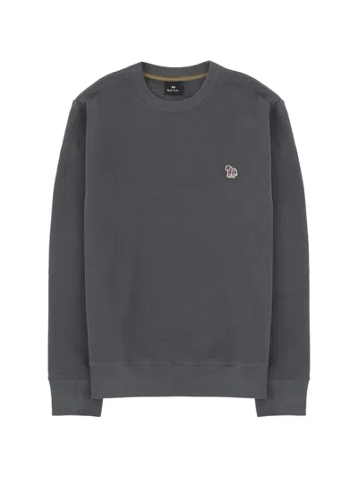 Ps By Paul Smith Charcoal Organic Cotton Zebra Logo Sweatshirt Grey In Gray