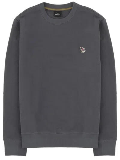 Ps By Paul Smith Charcoal Organic Cotton Zebra Logo Sweatshirt Grey In Gray