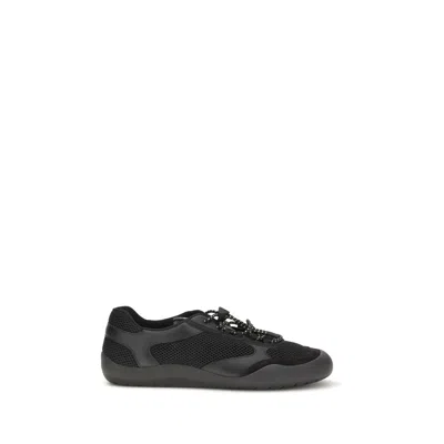 Prada Speedrock Leather And Mesh Fabric Sneakers Shoes In Black