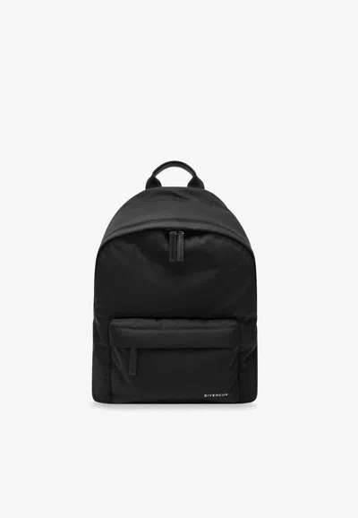 Givenchy Black Backpack With Adjustable Shoulder Straps And Logo On Front In Tech Fabric Man In Black