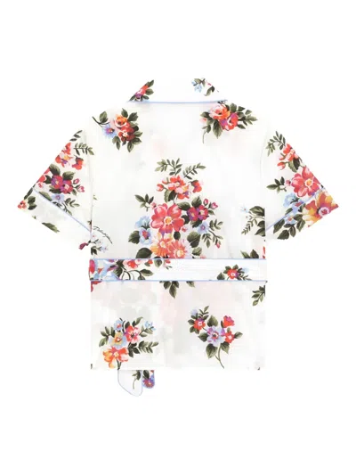 Dolce & Gabbana Oberteil Mit Blumen-print In White