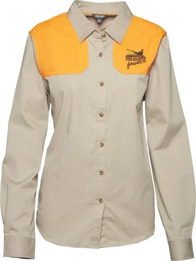 Orvis Women's  Pheasants Forever Midweight Shooting Long Sleeve Button Up Shirt In Neutral