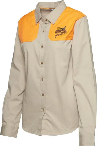 Orvis Women's  Pheasants Forever Midweight Shooting Long Sleeve Button Up Shirt In Neutral