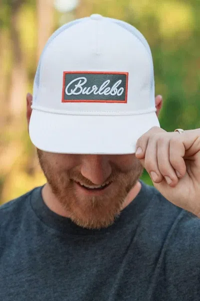 Burlebo Men's  Grey Patch Adjustable Hat In White