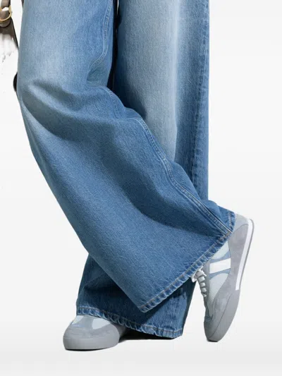 Chloé Kick Sneakers Low Top Mesh Suede Panels In Gray