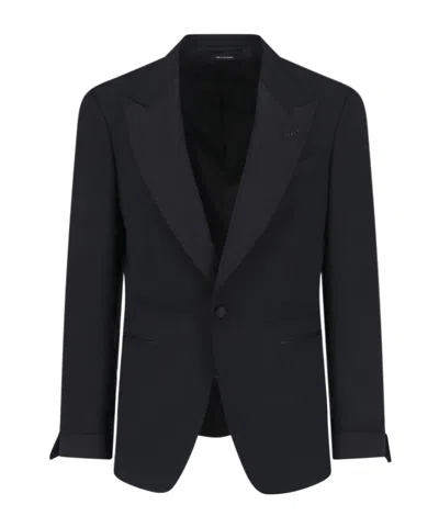 Tom Ford Single Breasted Blazer Notch Lapel Cuffs In Black