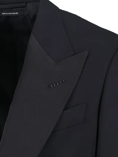 Tom Ford Single Breasted Blazer Notch Lapel Cuffs In Black