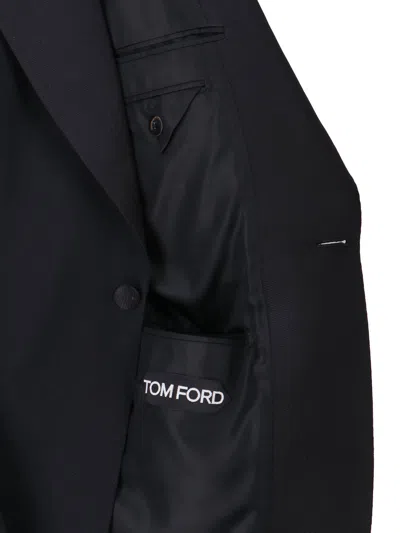 Tom Ford Single Breasted Blazer Notch Lapel Cuffs In Black
