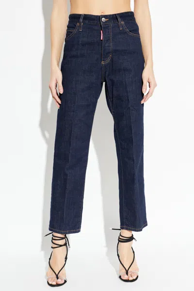 Dsquared2 Straight Leg Jeans In Blue