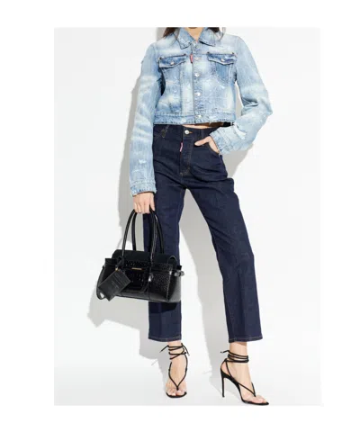 Dsquared2 Distressed-effect Denim Jacket In Blue
