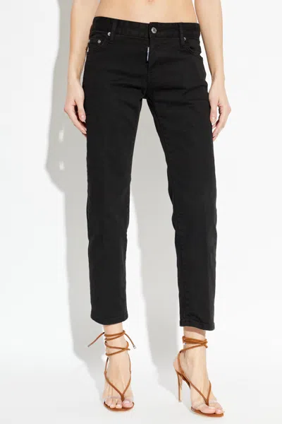 Dsquared2 Teddy Silver-tone Button Jeans In Black