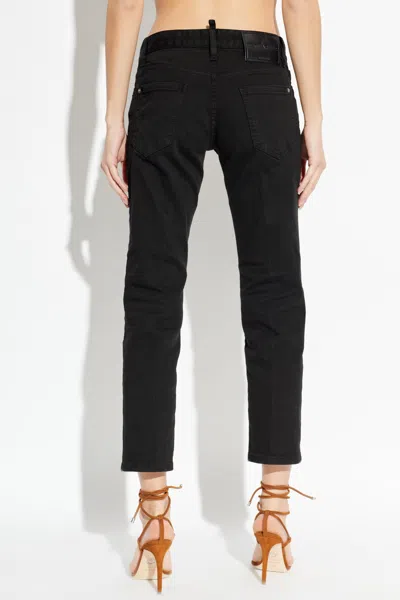 Dsquared2 Teddy Silver-tone Button Jeans In Black