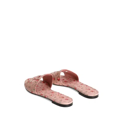 Dolce & Gabbana Dg Interlock Floral-printed Leather Slide Sandals In Pink