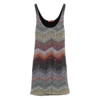 Missoni Zigzag Metallic Sequin Caperdoni Knit Minidress In Multi