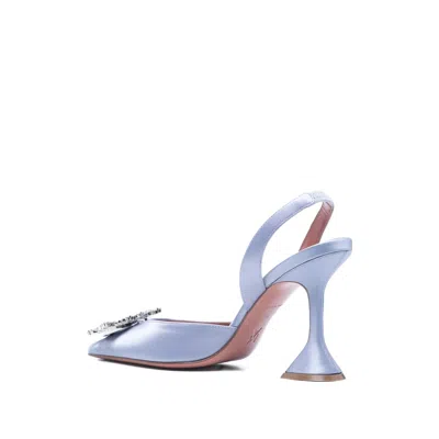 Amina Muaddi Elegant Crystal-embellished Pointed Toe Slingbacks With 95mm Heel In Purple