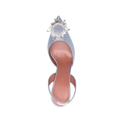 Amina Muaddi Elegant Crystal-embellished Pointed Toe Slingbacks With 95mm Heel In Purple