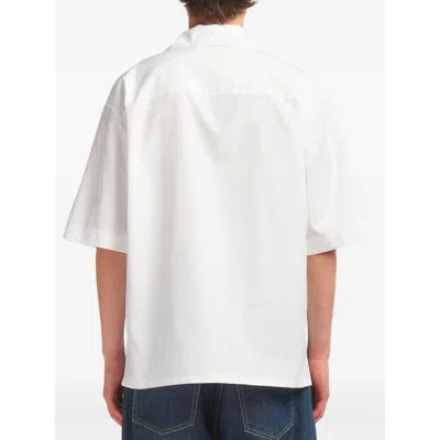 Marni Logo-print Cotton Poplin Bowling Shirt In White