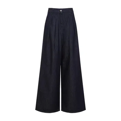 Dries Van Noten Indigo High-waisted Wide-leg Jeans With Exaggerated Length In Blue