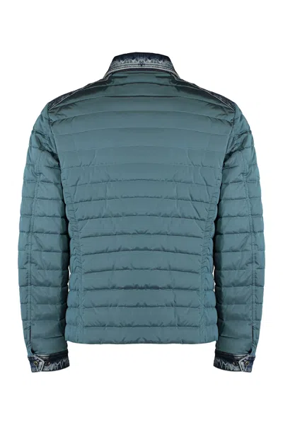 Moorer Crespi Denim Patchwork Down Jacket In Blue