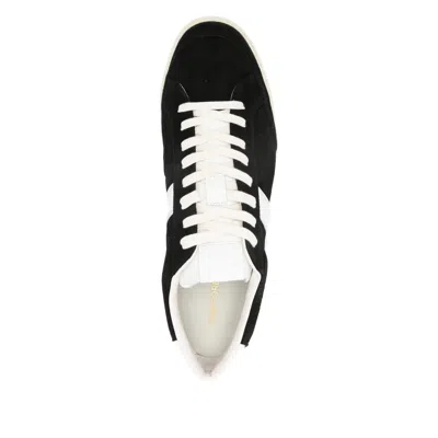 Tom Ford Blake Leather-trimmed Suede Sneakers In Black