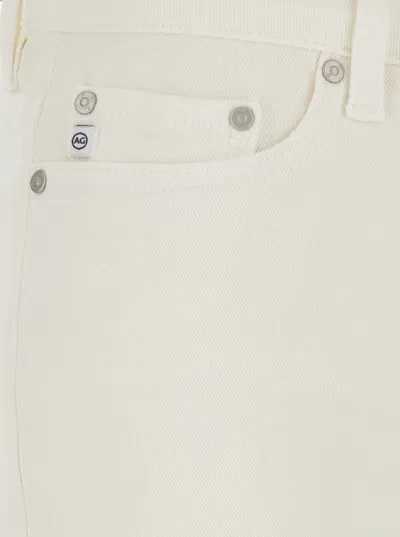 Ag White Jeans With Back Logo Patch In Cotton Woman In White