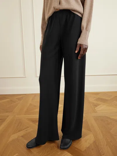 The Row Leo Grained Leather Slippers In Black