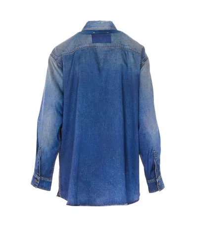 Golden Goose Deluxe Brand Women Oversized Shirt With Denim Print In Blue