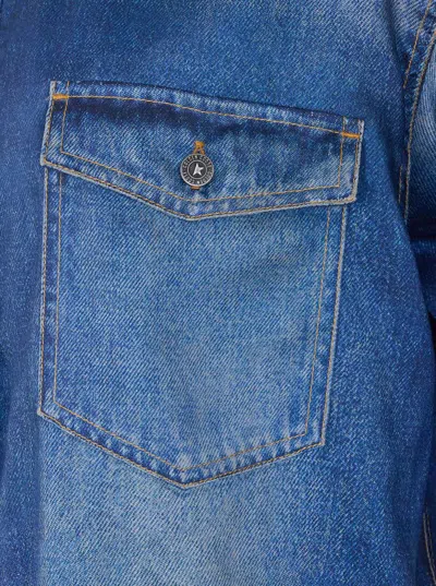 Golden Goose Deluxe Brand Women Oversized Shirt With Denim Print In Blue