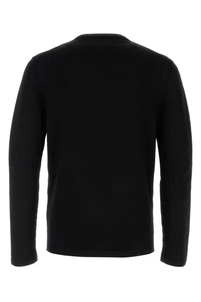 Prada Wool Sweater Chest Pocket Ribbed Sleeves In Black