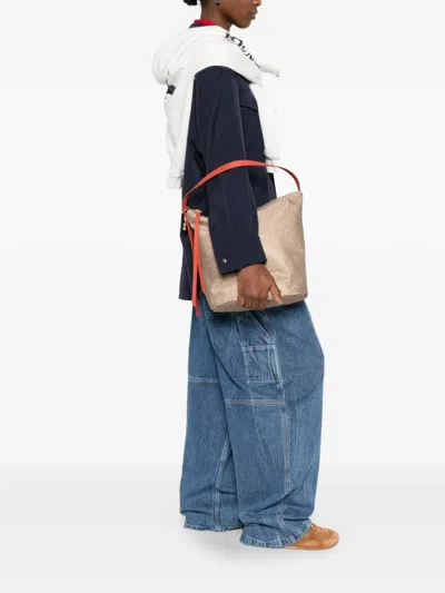 Borbonese Printed Strap Tote Bag In Neutral