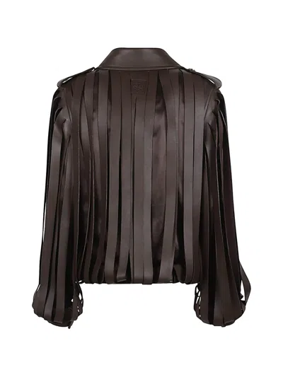 Loewe Layered Double-breasted Jacket In Brown