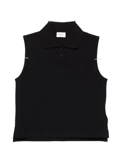 Saint Laurent Cassandre Polo Shirt In Cotton Piqu In Black