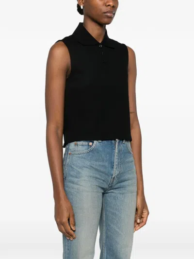 Saint Laurent Cassandre Polo Shirt In Cotton Piqu In Black