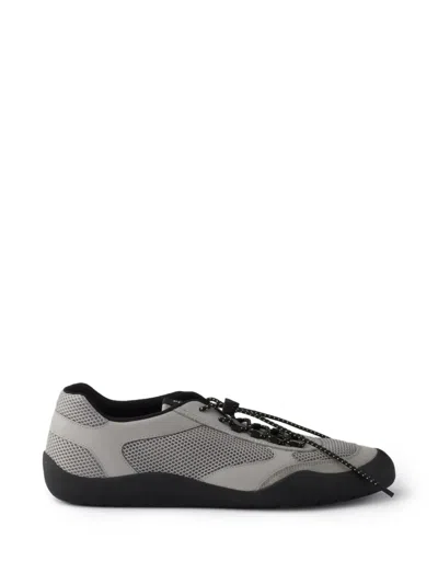 Prada Mesh Panel Sneakers Rubber Sole Design In Black