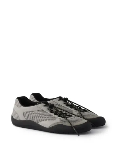 Prada Mesh Panel Sneakers Rubber Sole Design In Black