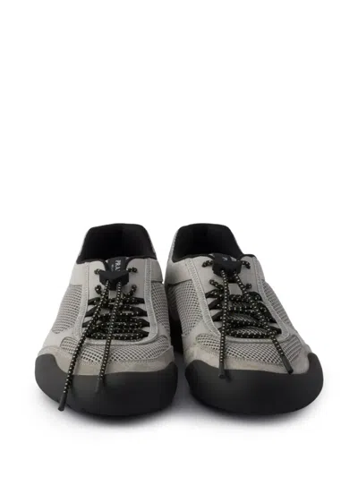 Prada Mesh Panel Sneakers Rubber Sole Design In Black