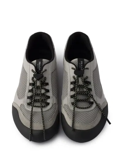 Prada Mesh Panel Sneakers Rubber Sole Design In Black
