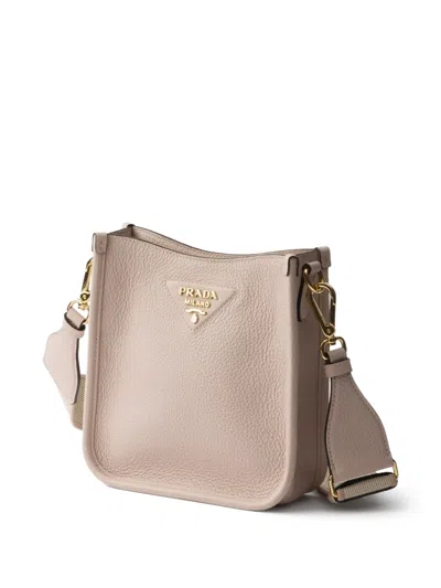 Prada Mini Leather Shoulder Bag In Neutral