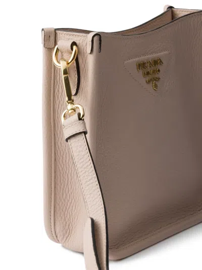 Prada Mini Leather Shoulder Bag In Neutral
